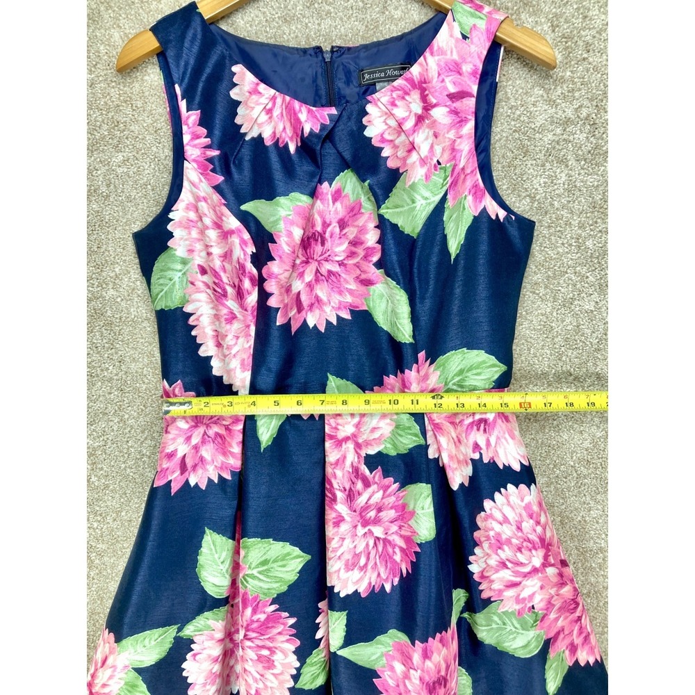 Jessica Howard Floral Fit & Flare Dress Womens 8 Navy Pink Summer Spring Party - Picture 8 of 12